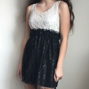 Black and white glittery dress